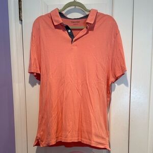 Calvin Klein Men’s Coral Orange Polo with Contrast Placket